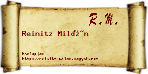 Reinitz Milán névjegykártya