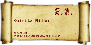 Reinitz Milán névjegykártya